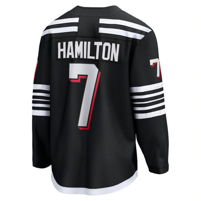 NJ.Devils #7 Dougie Hamilton Fanatics Branded Alternate Premier Breakaway Player Jersey Black Hockey Jerseys CustomName