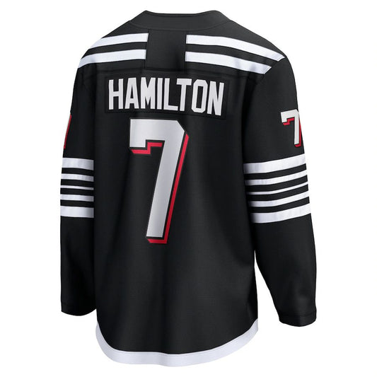 NJ.Devils #7 Dougie Hamilton Fanatics Branded Alternate Premier Breakaway Player Jersey Black Hockey Jerseys CustomName