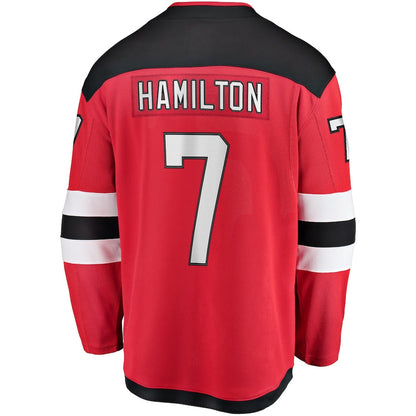 NJ.Devils #7 Dougie Hamilton Fanatics Branded Home Premier Breakaway Player Jersey Red Stitched American Hockey Jerseys CustomName