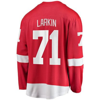 D.Red Wings #71 Dylan Larkin Fanatics Branded Home Captain Premier Breakaway Player Jersey Red Stitched American Hockey Jerseys CustomName