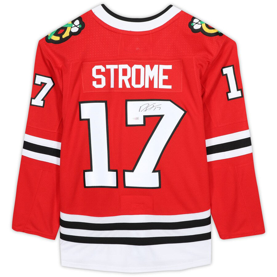 C.Blackhawks #17 Dylan Strome Fanatics Authentic Autographed Jersey Red Stitched American Hockey Jerseys CustomName