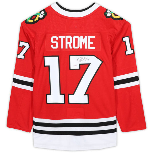 C.Blackhawks #17 Dylan Strome Fanatics Authentic Autographed Jersey Red Stitched American Hockey Jerseys CustomName