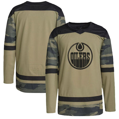 E.Oilers Logo Military Appreciation Team Authentic Practice Jersey - Camo Stitched American Hockey Jerseys CustomName