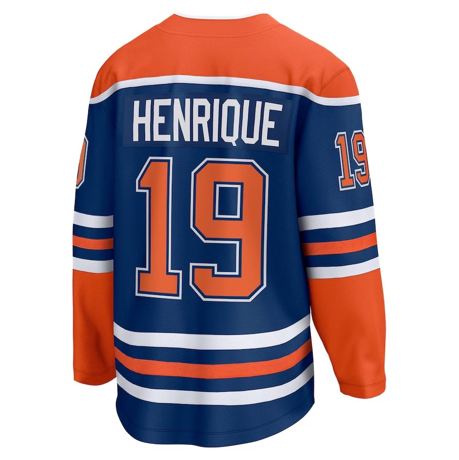 E.Oilers #19 Adam Henrique Fanatics Home Breakaway Jersey - Royal Stitched American Hockey Jerseys CustomName
