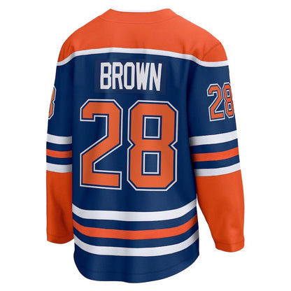 E.Oilers #28 Connor Brown Fanatics Home Breakaway Jersey - Royal Stitched American Hockey Jerseys CustomName