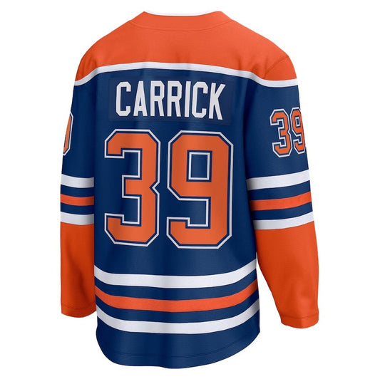 E.Oilers #39 Sam Carrick Fanatics Home Premium Jersey - Royal Stitched American Hockey Jerseys CustomName