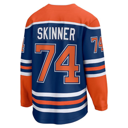 E.Oilers #74 Stuart Skinner Fanatics Home Breakaway Player Jersey - Royal Stitched American Hockey Jerseys CustomName