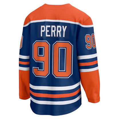 E.Oilers #90 Corey Perry Fanatics Home Premier Breakaway Player Jersey - Royal Stitched American Hockey Jerseys CustomName