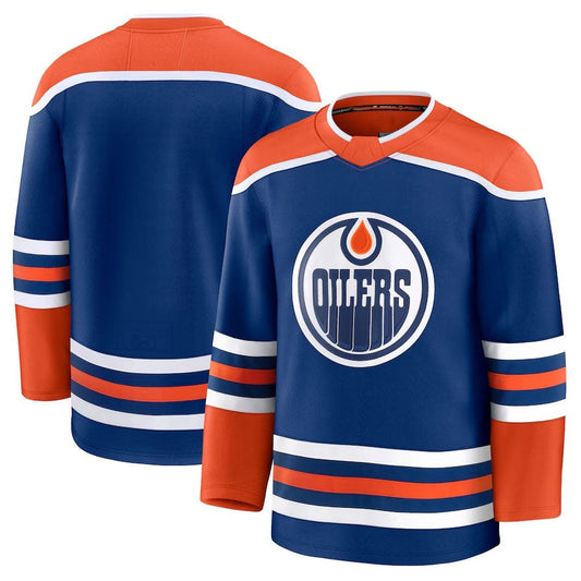 E.Oilers Fanatics Home Premium Jersey - Royal Stitched American Hockey Jerseys CustomName