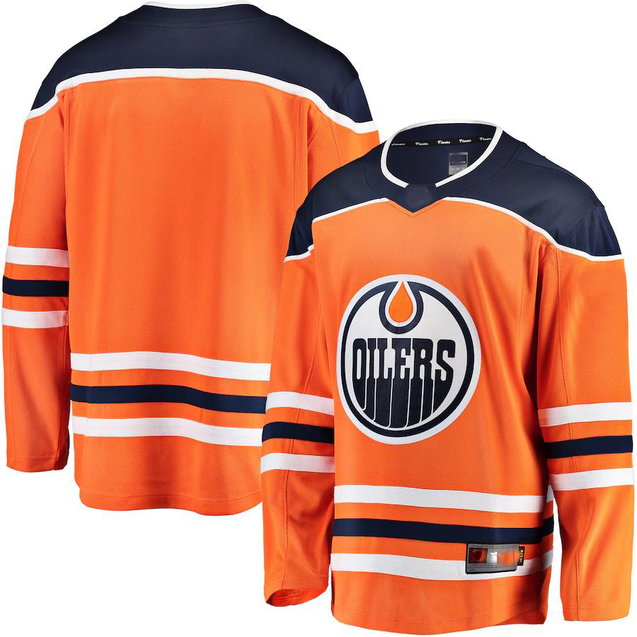E.Oilers Home Fanatics Branded Breakaway Home Jersey Orange Stitched American Hockey Jerseys CustomName