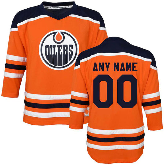 Custom E.Oilers Toddler Home Replica Orange Jersey Stitched American Hockey Jerseys CustomName