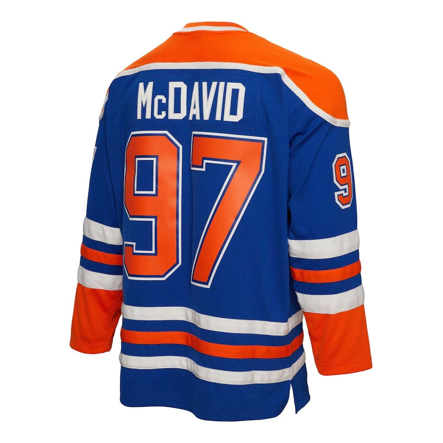 E.Oilers #97 Connor McDavid Mitchell & Ness 2015-16 Blue Line Player Jersey - Blue American Hockey Jerseys CustomName