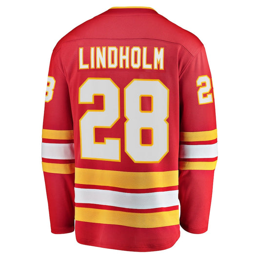 C.Flames #28 Elias Lindholm Fanatics Branded Home Team Breakaway Player Jersey Red Stitched American Hockey Jerseys CustomName