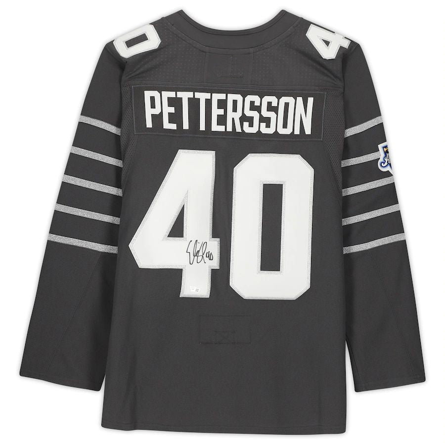 V.Canucks #40 Elias Pettersson Fanatics Authentic Autographed Gray 2020 All-Star Jersey Stitched American Hockey Jerseys CustomName