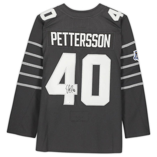V.Canucks #40 Elias Pettersson Fanatics Authentic Autographed Gray 2020 All-Star Jersey Stitched American Hockey Jerseys CustomName