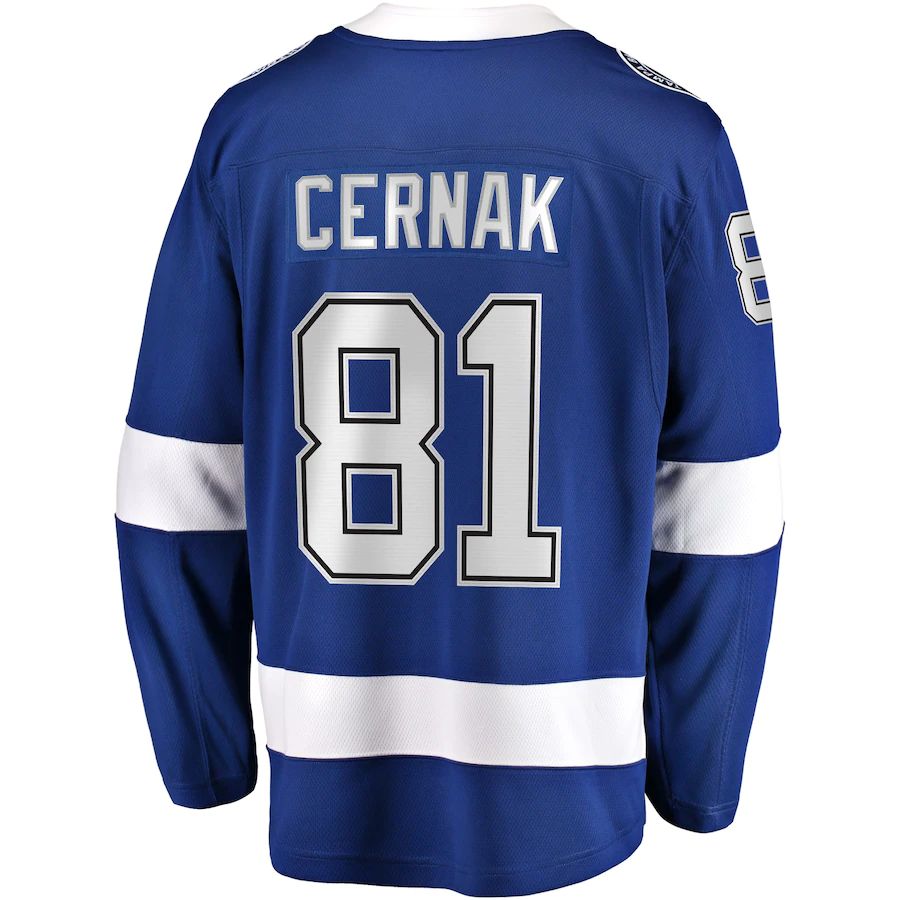TB.Lightning #81 Erik Cernak Fanatics Branded Home Breakaway Player Jersey Blue Stitched American Hockey Jerseys CustomName