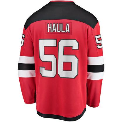 NJ.Devils #56 Erik Haula Fanatics Branded Home Breakaway Player Jersey Red Stitched American Hockey Jerseys CustomName