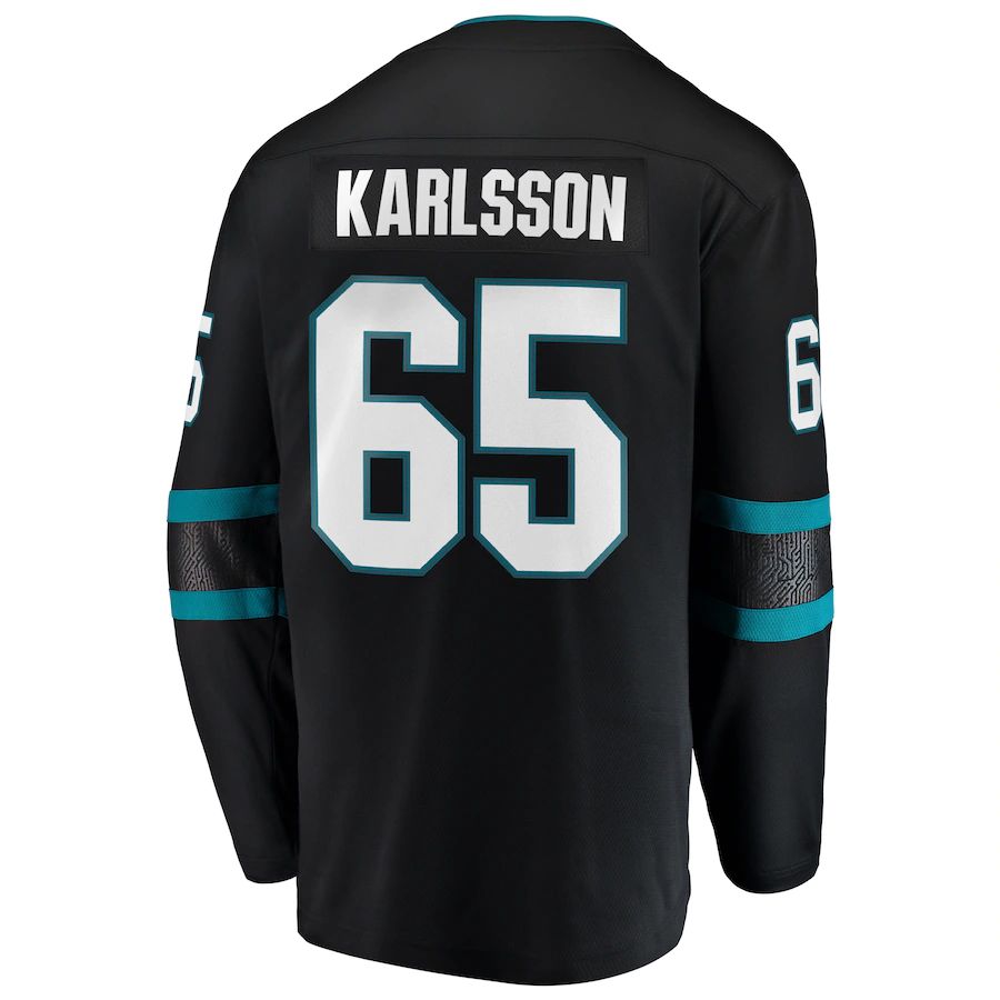 SJ.Sharks #65 Erik Karlsson Fanatics Branded Breakaway Alternate Player Jersey  Black Stitched American Hockey Jerseys CustomName