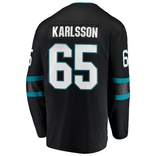 SJ.Sharks #65 Erik Karlsson Fanatics Branded Breakaway Alternate Player Jersey  Black Stitched American Hockey Jerseys CustomName