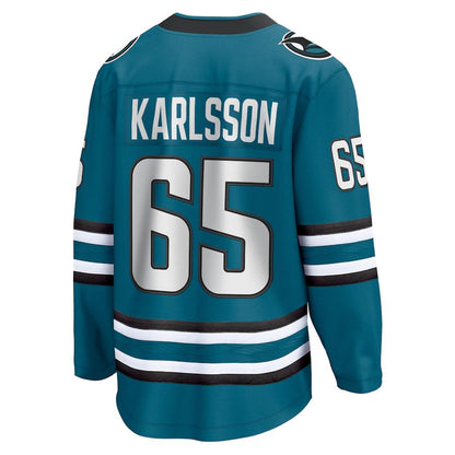 SJ.Sharks #65 Erik Karlsson Fanatics Branded Home Premier Breakaway Player Jersey Teal Stitched American Hockey Jerseys CustomName