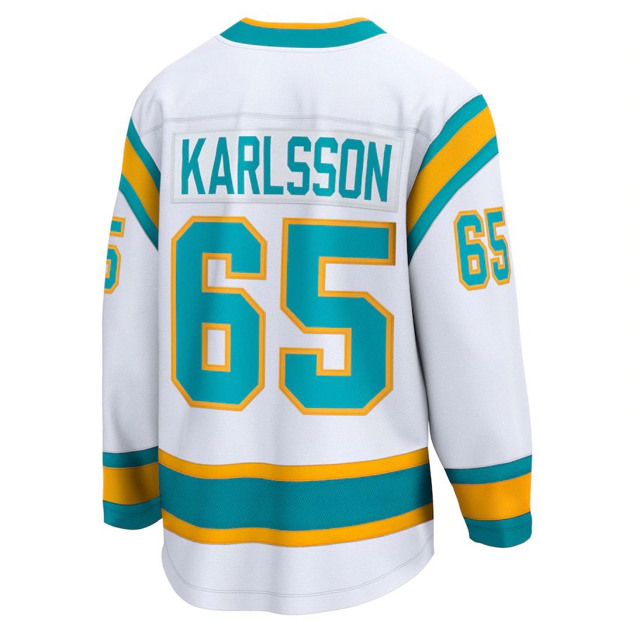 SJ.Sharks #65 Erik Karlsson Fanatics Branded Special Edition 2.0 Breakaway Player Jersey White Stitched American Hockey Jerseys CustomName