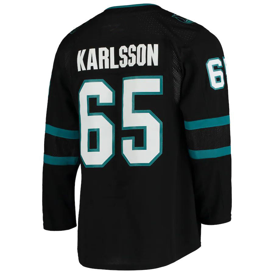 SJ.Sharks #65 Erik Karlsson Alternate Authentic Player Jersey Black Stitched American Hockey Jerseys CustomName