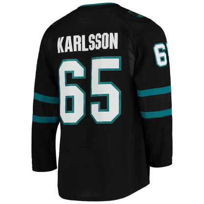 SJ.Sharks #65 Erik Karlsson Alternate Authentic Player Jersey Black Stitched American Hockey Jerseys CustomName