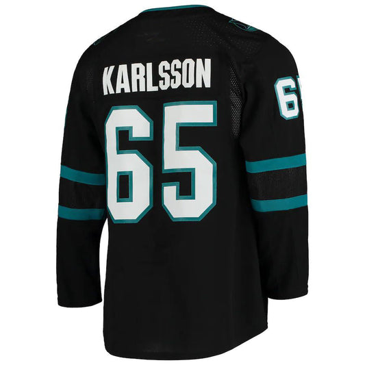SJ.Sharks #65 Erik Karlsson Alternate Authentic Player Jersey Black Stitched American Hockey Jerseys CustomName