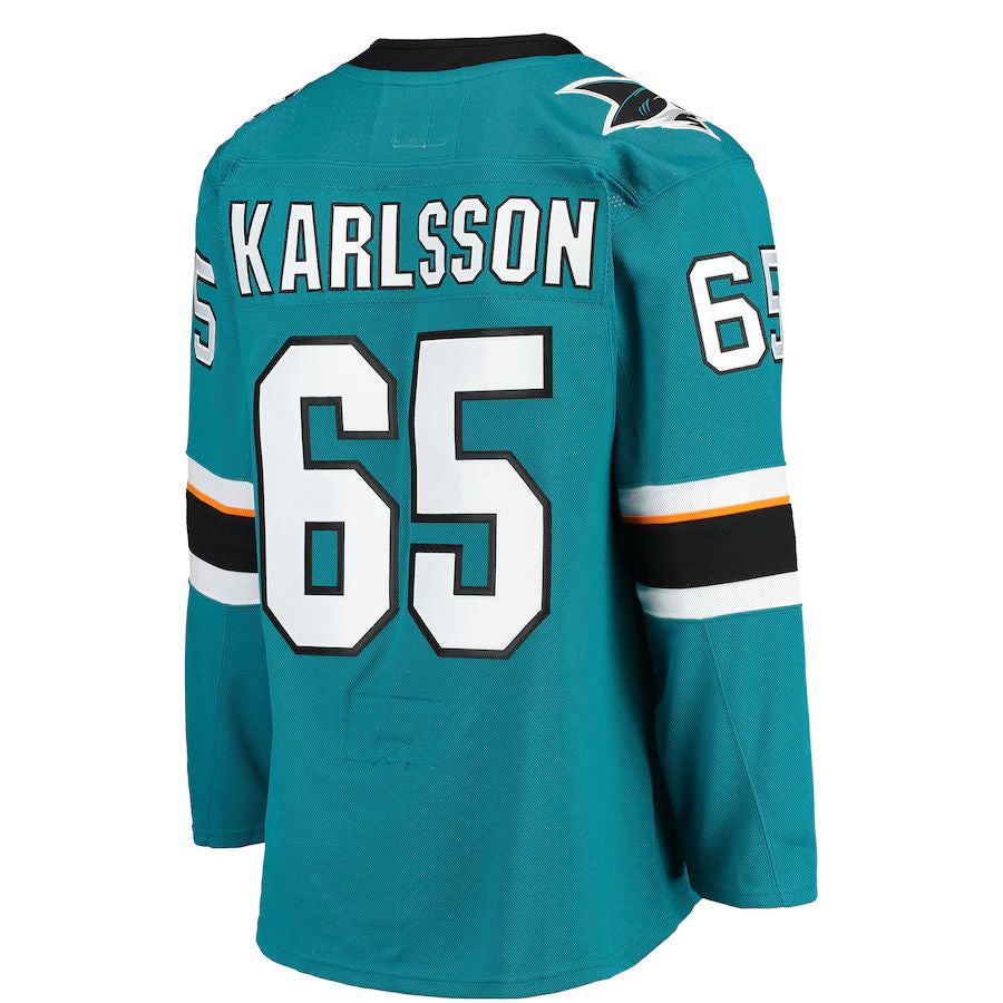 SJ.Sharks #65 Erik Karlsson Home Authentic Team Player Jersey Teal Stitched American Hockey Jerseys CustomName