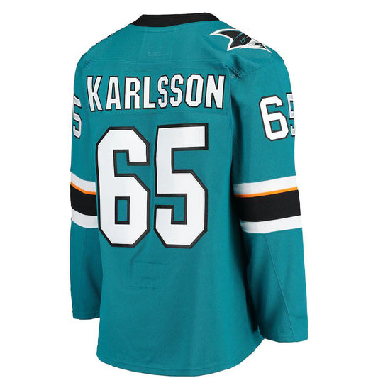 SJ.Sharks #65 Erik Karlsson Home Authentic Team Player Jersey Teal Stitched American Hockey Jerseys CustomName