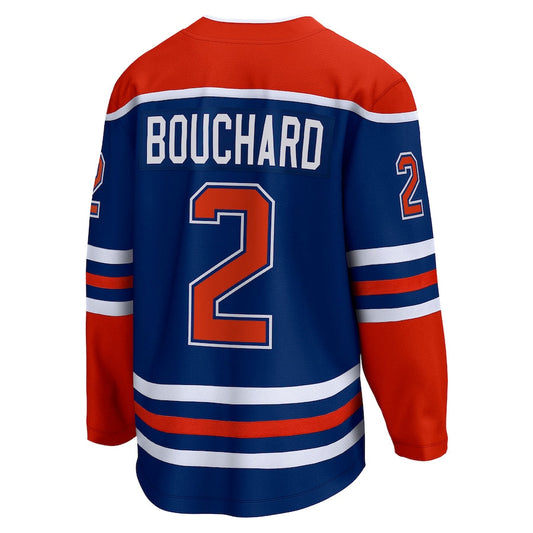 E.Oilers #2 Evan Bouchard Fanatics Branded Home Breakaway Player Jersey Royal Stitched American Hockey Jerseys CustomName
