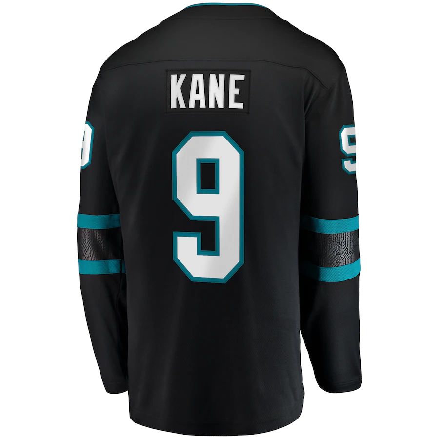 SJ.Sharks #9 Evander Kane Fanatics Branded Alternate Premier Breakaway Player Jersey Black Stitched American Hockey Jerseys CustomName