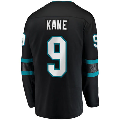 SJ.Sharks #9 Evander Kane Fanatics Branded Alternate Premier Breakaway Player Jersey Black Stitched American Hockey Jerseys CustomName