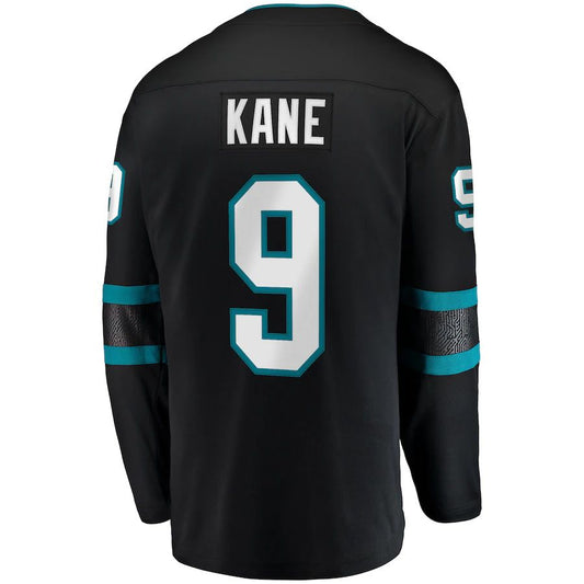 SJ.Sharks #9 Evander Kane Fanatics Branded Alternate Premier Breakaway Player Jersey Black Stitched American Hockey Jerseys CustomName
