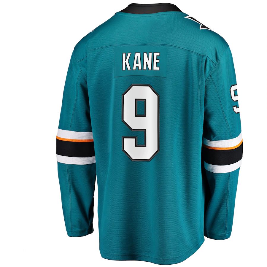 SJ.Sharks #9 Evander Kane Fanatics Branded Premier Breakaway Player Jersey Teal Stitched American Hockey Jerseys CustomName