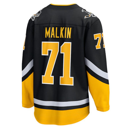 P.Penguins #71 Evgeni Malkin Fanatics Branded 2021-22 Alternate Premier Breakaway Player Jersey Black Stitched American Hockey Jerseys CustomName