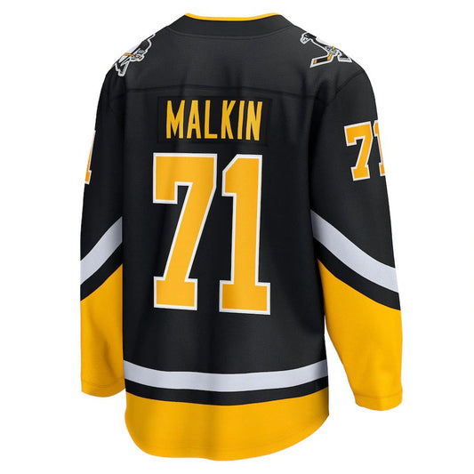 P.Penguins #71 Evgeni Malkin Fanatics Branded 2021-22 Alternate Premier Breakaway Player Jersey Black Stitched American Hockey Jerseys CustomName