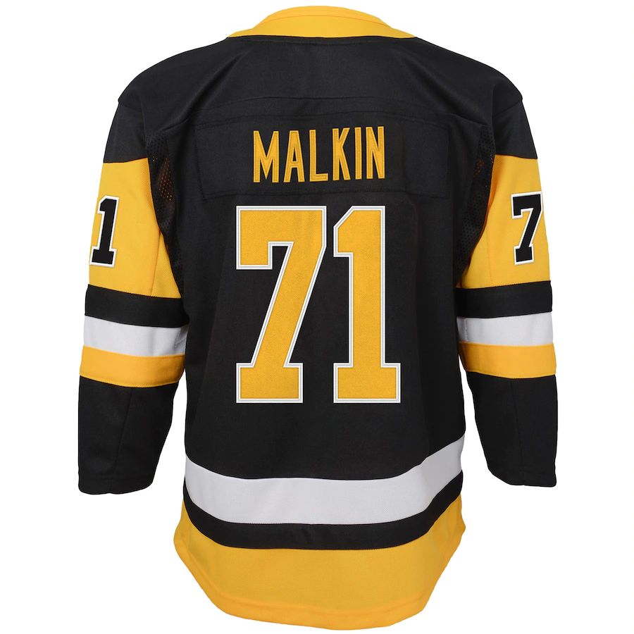P.Penguins #71 Evgeni Malkin Home Premier Player Jersey Black Stitched American Hockey Jerseys CustomName