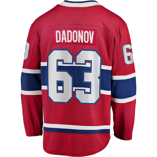 M.Canadiens #63 Evgenii Dadonov Fanatics Branded Home Breakaway Player Jersey Red Stitched American Hockey Jerseys CustomName