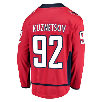 W.Capitals #92 Evgeny Kuznetsov Fanatics Branded Home Breakaway Player Jersey Red Stitched American Hockey Jerseys CustomName