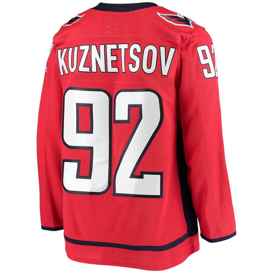 W.Capitals #92 Evgeny Kuznetsov Home Authentic Player Jersey  Red Stitched American Hockey Jerseys CustomName
