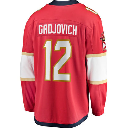 F.Panthers #12 Jonah Gadjovich Fanatics Premier Breakaway Player Jersey - Red Stitched American Hockey Jerseys CustomName