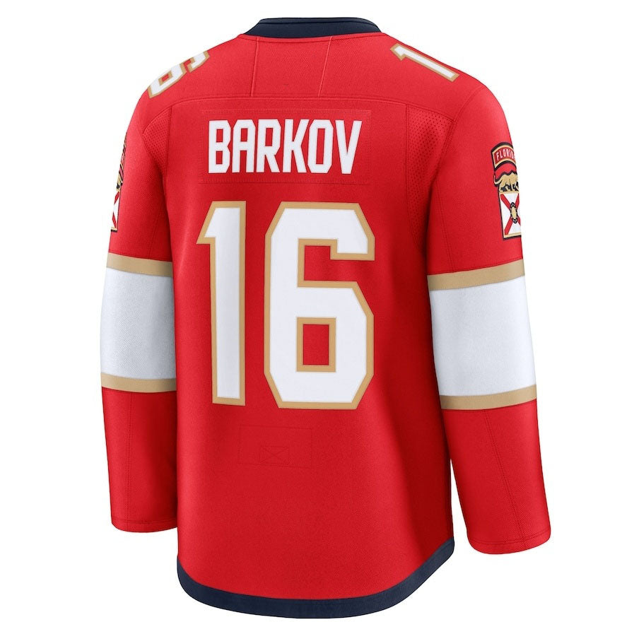 F.Panthers #16 Aleksander Barkov Fanatics Home Premium Jersey - Red Stitched American Hockey Jerseys CustomName