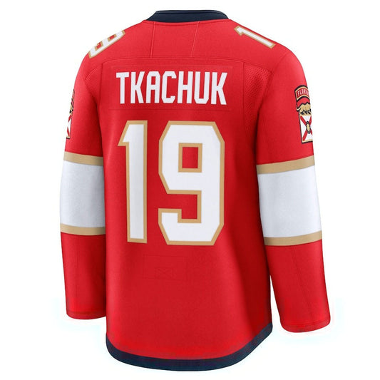 F.Panthers #19 Matthew Tkachuk Fanatics Home Premium Jersey - Red Stitched American Hockey Jerseys CustomName