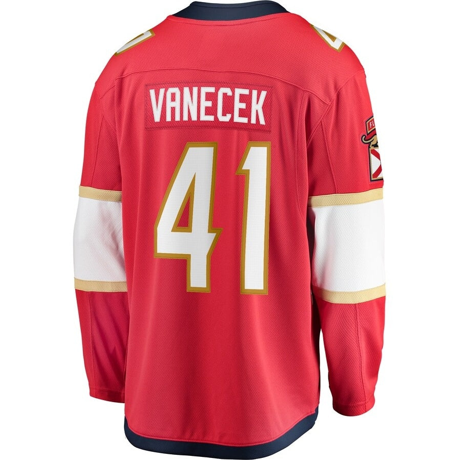 F.Panthers #41 Vitek Vanecek Fanatics Home Breakaway Jersey - Red Stitched American Hockey Jerseys CustomName