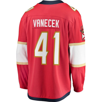 F.Panthers #41 Vitek Vanecek Fanatics Home Breakaway Jersey - Red Stitched American Hockey Jerseys CustomName