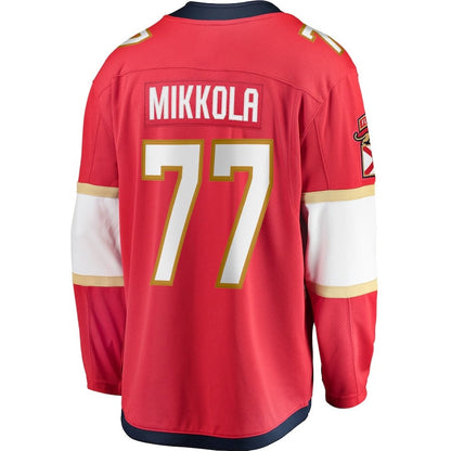 F.Panthers #77 Niko Mikkola Fanatics Premier Breakaway Player Jersey - Red Stitched American Hockey Jerseys CustomName