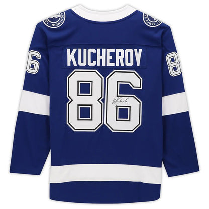 TB.Lightning #86 Nikita Kucherov Fanatics Authentic Autographed Breakaway Jersey Blue Stitched American Hockey Jerseys CustomName