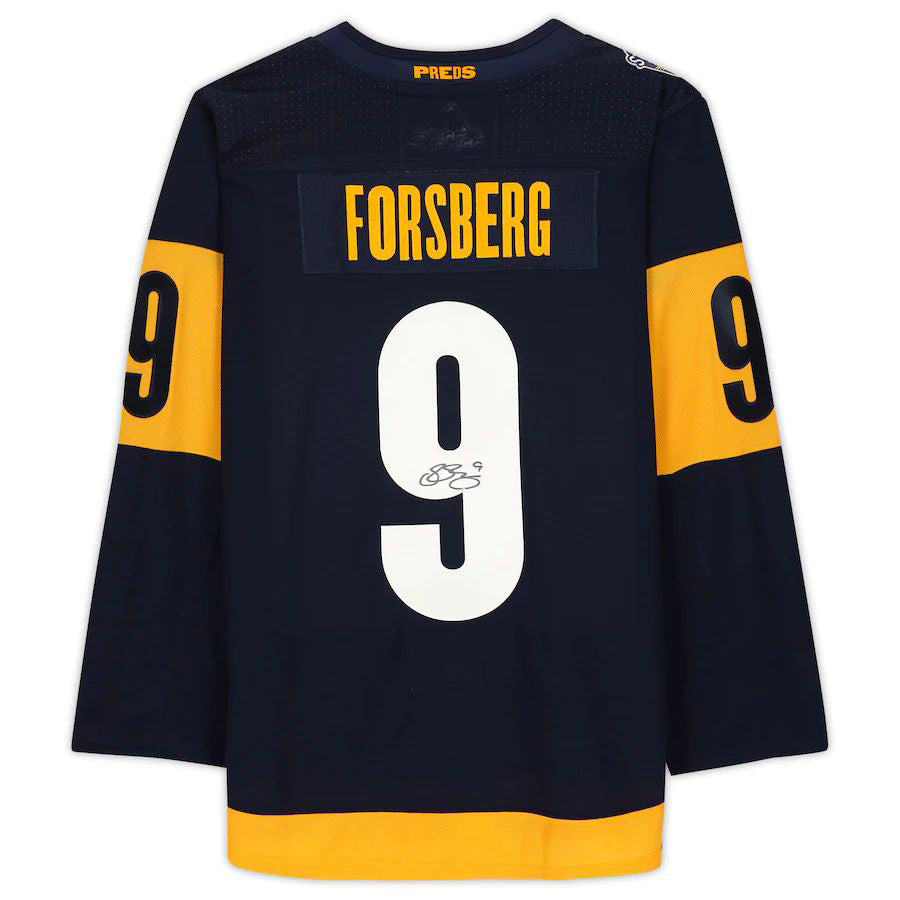 N.Predators #9 Filip Forsberg Fanatics Authentic Autographed 2022 Stadium Series Jersey Navy Stitched American Hockey Jerseys CustomName