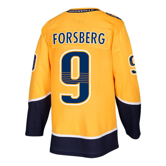 N.Predators #9 Filip Forsberg Authentic Player Jersey Gold Stitched American Hockey Jerseys CustomName